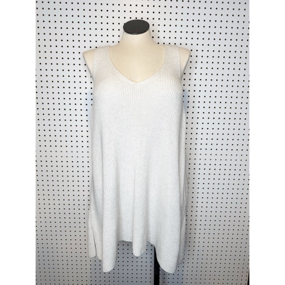 Eileen Fisher | NWT Peruvian Organic Cotton Blend V-Neck Shell in Chalk White 3X - Picture 4 of 9